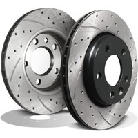 Rear Drilled Grooved 294mm Brake Discs - VW Transporter T5 2.5 2.0 TDI TSI 03+