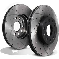 Front Drilled Grooved 288mm Brake Discs - Volkswagen VW Golf MK5 MK6 MK7 04-20