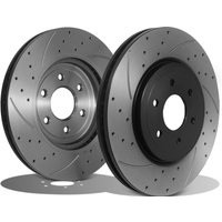 Front Grooved Drilled 320mm Brake Discs - Nissan Navara Pathfinder R51 04-11