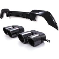 Quad Exhaust Rear Diffuser & Tail Pipes Gloss Black - BMW 3 Series G20 G21 2019-2021