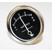 Ammeter 1 3/4" Diameter Black dial with Chrome bezel Scale Reading 8-0-8 Ammeter