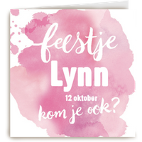 Kaart Hallmark | Kinderfeest | Watercolor feestje meisje