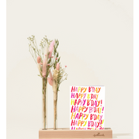 Brievenbuspakket Droogbloemen Roze | Hallmark Cadeau Houten standaard |