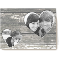 Kaart Hallmark | Felicitatie huwelijk Liefde Valentijn | Fotokaart hout met twee hartjes