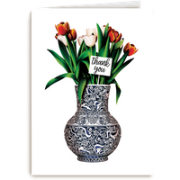 Kaart Hallmark | Vriendschap | Bedankt kaart folio vaas met bloemen thank you