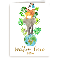 Kaart Hallmark | Geboortekaartjes Geboorte felicitatie | Geboorte wereld met dieren