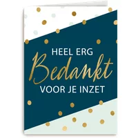 Kaart | Hallmark | Bedankt | Bedanktkaart heel erg bedankt voor je inzet gouden stippen