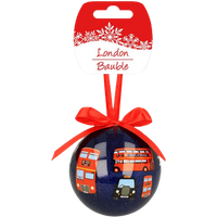 London Christmas Taxi Bus 100mm Glitter bauble