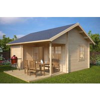 Großes Gartenhaus mit Terrasse “Oklahoma” 5x6m | Gartenhaus mit Veranda 5x6m | Gartenhaus mit Überdachung und Veranda aus Holz