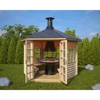 Grillhütte “Seattle” 3x3m | Sechseckige Garten-Grillhütte mit Sitzgelegenheiten und Holzkohlegrill | Indoor-Garten-Grill Grillhütte “Seattle” 3x3m | Sechseckige Garten-Grillhütte mit Sitzgelegenheiten und Holzkohlegrill | Indoor-Garten-Grill