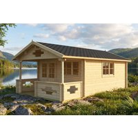 Saunahaus mit Veranda “Sommerland” 4x7m | Gartensauna mit Vorraum | Sauna kaufen | Außensauna | Outdoor-Sauna für den Garten