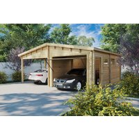 Holzgarage mit Carport “Deluxe G” 7x5m | Garage mit Carport aus Holz | 6x6m Holz-Fertiggarage kaufen | Garage kaufen mit Sonnendach | Rabatt: 23 % Holzgarage mit Carport “Deluxe G” 7x5m | Garage mit Carport aus Holz | 6x6m Holz-Fertiggarage kaufen | Garage kaufen mit Sonnendach | Rabatt: 23 %