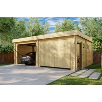 Doppelgarage mit Schwingtor “Deluxe F” 7x6m | Doppelgarage aus Holz | Garage mit Schwingtor | Holzgarage als Bausatz Doppelgarage mit Schwingtor “Deluxe F” 7x6m | Doppelgarage aus Holz | Garage mit Schwingtor | Holzgarage als Bausatz