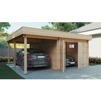 Fertiggarage mit Carport “Hansa H” 6x6m | Garage mit Carport aus Holz | 6x6m Holz-Fertiggarage kaufen | Holz-Garage kaufen mit Sonnendach Fertiggarage mit Carport “Hansa H” 6x6m | Garage mit Carport aus Holz | 6x6m Holz-Fertiggarage kaufen | Holz-Garage kaufen mit Sonnendach