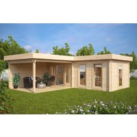 Eck-Gartenhaus “Hansa Deluxe A” 7x7m | Eck-Gartenhaus aus Holz | Großes Gartenhaus mit Terrasse | Holzhaus mit Sonnendach, mit Terrasse Eck-Gartenhaus “Hansa Deluxe A” 7x7m | Eck-Gartenhaus aus Holz | Großes Gartenhaus mit Terrasse | Holzhaus mit Sonnendach, mit Terrasse