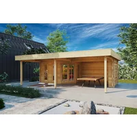 Gartenhaus mit Vordach „Paradise B” 8x5m | Gartenhaus mit Vordach | Modernes Holz-Vordach | Überdachung im Garten | Gartenhaus mit Überdachung mit Sonnendach Gartenhaus mit Vordach „Paradise B” 8x5m | Gartenhaus mit Vordach | Modernes Holz-Vordach | Überdachung im Garten | Gartenhaus mit Überdachung mit Sonnendach