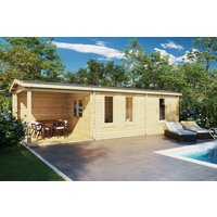 Kleines Blockhaus “Hansa Holiday Camping” 9x4m | Holzhaus | 4x9m großes Gartenhaus aus Holz | Home-Office im Gartenhaus mit Schlafboden, mit Sonnendach, mit Terrasse Kleines Blockhaus “Hansa Holiday Camping” 9x4m | Holzhaus | 4x9m großes Gartenhaus aus Holz | Home-Office im Gartenhaus mit Schlafboden, mit Sonnendach, mit Terrasse