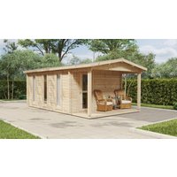 Gartenhaus mit Toilette “Martin 1” 4x7m | Großes Gartenhaus mit Terrasse und Satteldach | Holzhaus