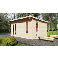 Kleines Ferienhaus-Holzhaus “Mia 2” 5x3m | 3x5m großes Gartenhaus aus Holz | Holzhaus mit 44mm Wandstärke Kleines Ferienhaus-Holzhaus “Mia 2” 5x3m | 3x5m großes Gartenhaus aus Holz | Holzhaus mit 44mm Wandstärke