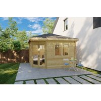 5-Eck-Gartenhaus “Fargo A” 4x4m | 5-Eck-Gartenhaus aus Holz | 4x4m großes Gartenhaus mit 44mm Wandstärke 5-Eck-Gartenhaus “Fargo A” 4x4m | 5-Eck-Gartenhaus aus Holz | 4x4m großes Gartenhaus mit 44mm Wandstärke