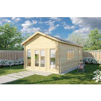 Blockbohlenhaus mit Schlafzimmer “Stefan 2” 4x7m | Blockhaus mit Schlafzimmer | Blockbohlenhaus aus Holz | Holzhaus im Garten