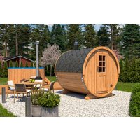 Kleine Fasssauna 2x3m | Kleine Sauna kaufen | Saunafass aus Holz | Kleine Fasssauna mit Holzofen oder Elektroofen Kleine Fasssauna 2x3m | Kleine Sauna kaufen | Saunafass aus Holz | Kleine Fasssauna mit Holzofen oder Elektroofen