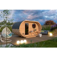 Kleine Ovale Fasssauna 4×2.5m | Kleine Sauna kaufen | Saunafass aus Holz mit Vorraum | Kleine Fasssauna mit Holzofen oder Elektroofen Kleine Ovale Fasssauna 4×2.5m | Kleine Sauna kaufen | Saunafass aus Holz mit Vorraum | Kleine Fasssauna mit Holzofen oder Elektroofen