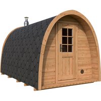 Kleine Sauna Pod 2x4m | Kleine runde Sauna kaufen | Saunafass aus Holz | Fasssauna mit Holzofen oder Elektroofen Kleine Sauna Pod 2x4m | Kleine runde Sauna kaufen | Saunafass aus Holz | Fasssauna mit Holzofen oder Elektroofen