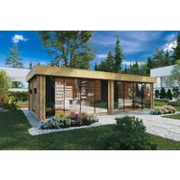 Großes modernes Gartenhaus “Rebeka Plus” 8x4m | Modernes großes Blockhaus | Großes Holzhaus für den Garten Großes modernes Gartenhaus “Rebeka Plus” 8x4m | Modernes großes Blockhaus | Großes Holzhaus für den Garten