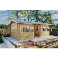 2-Räumen Holzhaus mit Toilette “Granada” 7x4m mit Sonnendach 2-Räumen Holzhaus mit Toilette “Granada” 7x4m mit Sonnendach