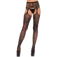 Image of Leg Avenue Garterbelt Floral lace Stockings