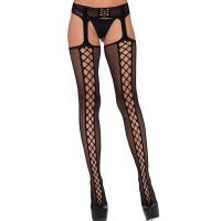 Image of Leg Avenue Lace up Backseam Stockings with Garterbelt