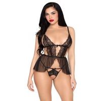 Image of Leg Avenue Babydoll & Crotchless Panty Set