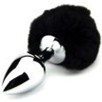 Image of Black Bunny Tail With Medium Butt Plug