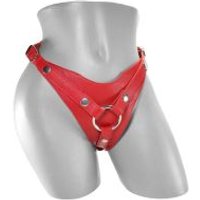 Image of Harmony Red Leather Strap-On Harness