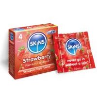 Image of Skins Strawberry Flavoured Condoms - 4 Pack