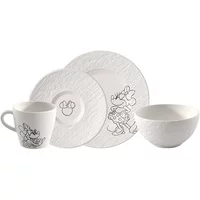 Villeroy & Boch Manufacture Rock Blanc Mickey Mouse 4 Piece Breakfast Set