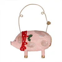 Gisela Graham Resin Pig with Scarf Hanging Ornament