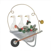 Gisela Graham Geese & Robin with Wheelbarrow Hanging Ornament