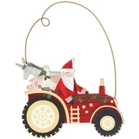 Gisela Graham Santa & Farm Animals in Tractor Hanging Ornament