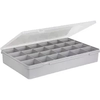 Wham Organiser Box 7.01 Large Divider Box with 24 Divisions Soft Grey/Clear