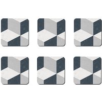 Denby Grey Geometric Square Set Of 6 Coasters