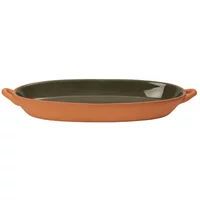 Dexam Sintra Glazed Terracotta Oval Baking Dish Olive Green