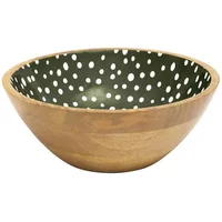 Dexam Sintra Mango Wood Spotted Salad Bowl Olive Green