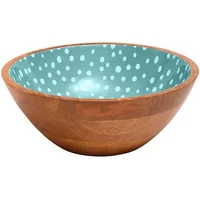 Dexam Sintra Mango Wood Spotted Salad Bowl Duck Egg