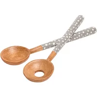 Dexam Sintra Mango Wood Spotted Salad Servers Stone
