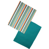 Dexam Recycled Cotton Striped Set of 2 Tea Towels Teal