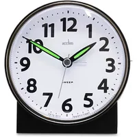 Acctim Micah Matt Black Analogue Alarm Clock