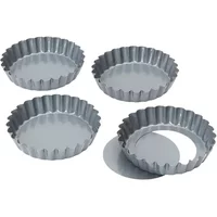 Dexam Bakers Pride Pack Of 4 10cm Non-Stick Loose Base Quiche Tart Pans