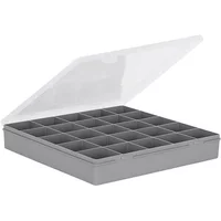 Wham Organiser Box 10.01 Square 29cm with 25 Divisions Soft Grey/Clear